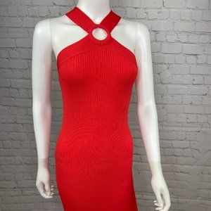 NWT Bright Red ribbed bodycon dress